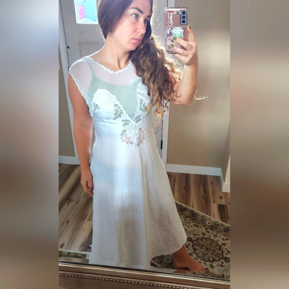 Vintage white maxi slip dress